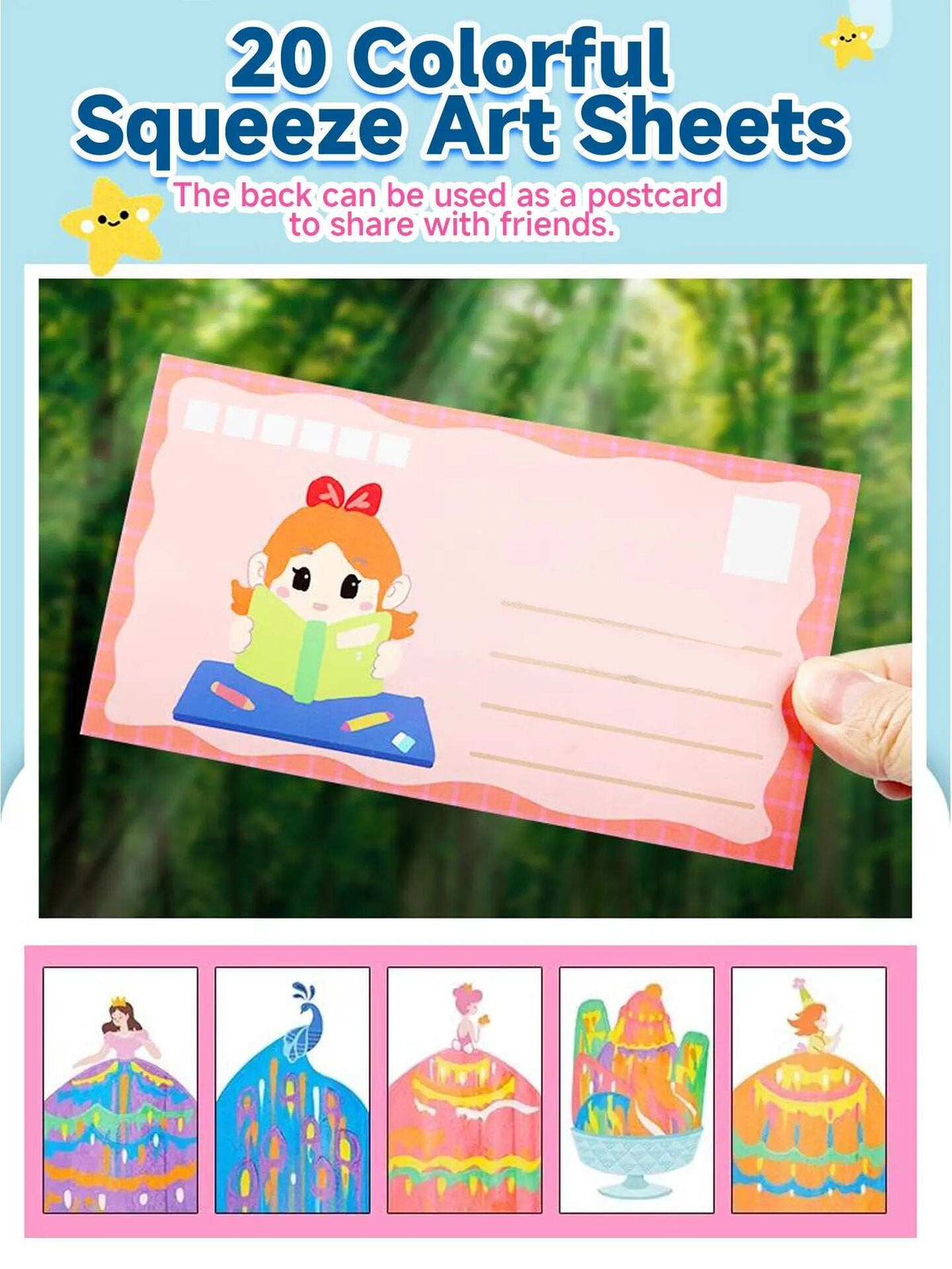 Rainbow Squeeze Art Kit - Creative Scratch & Color Art Set for Kids