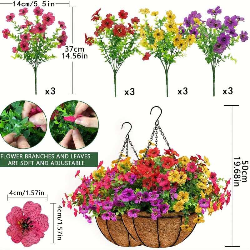 Simulated Hanging Flower Basket