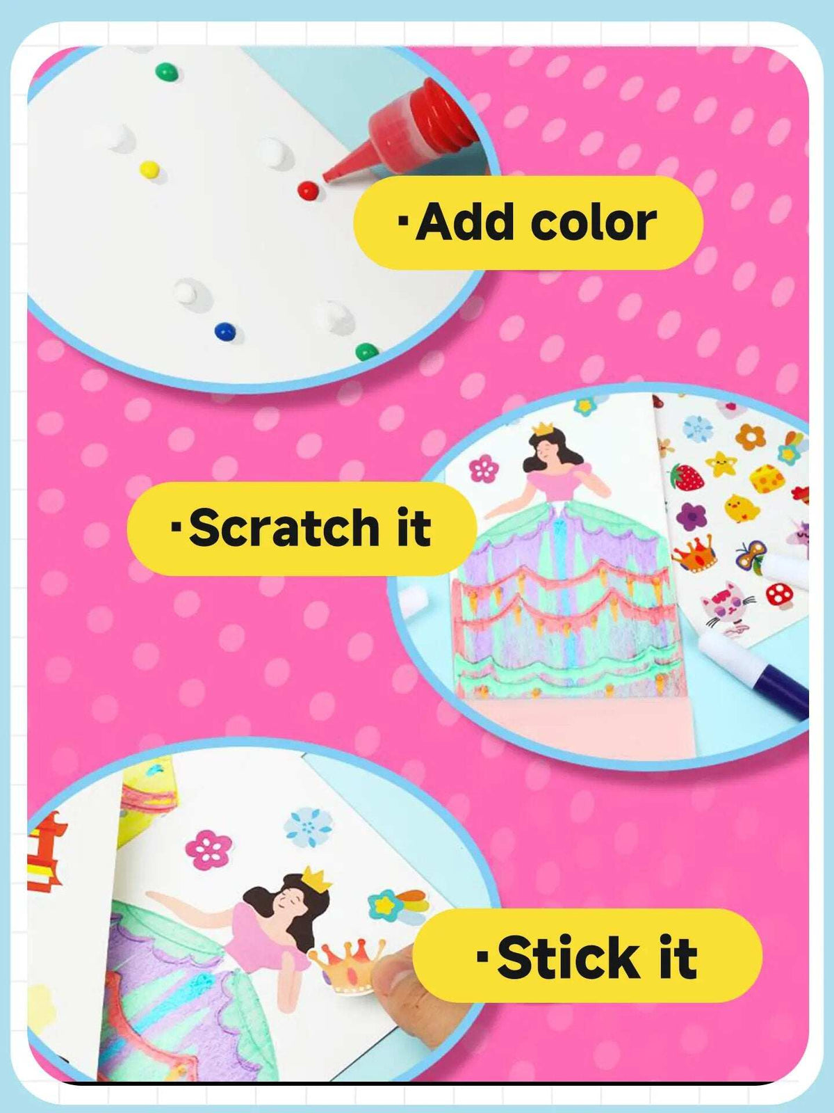 Rainbow Squeeze Art Kit - Creative Scratch & Color Art Set for Kids