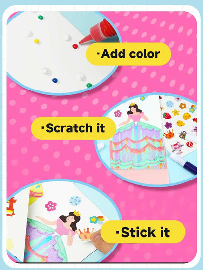 Rainbow Squeeze Art Kit - Creative Scratch & Color Art Set for Kids
