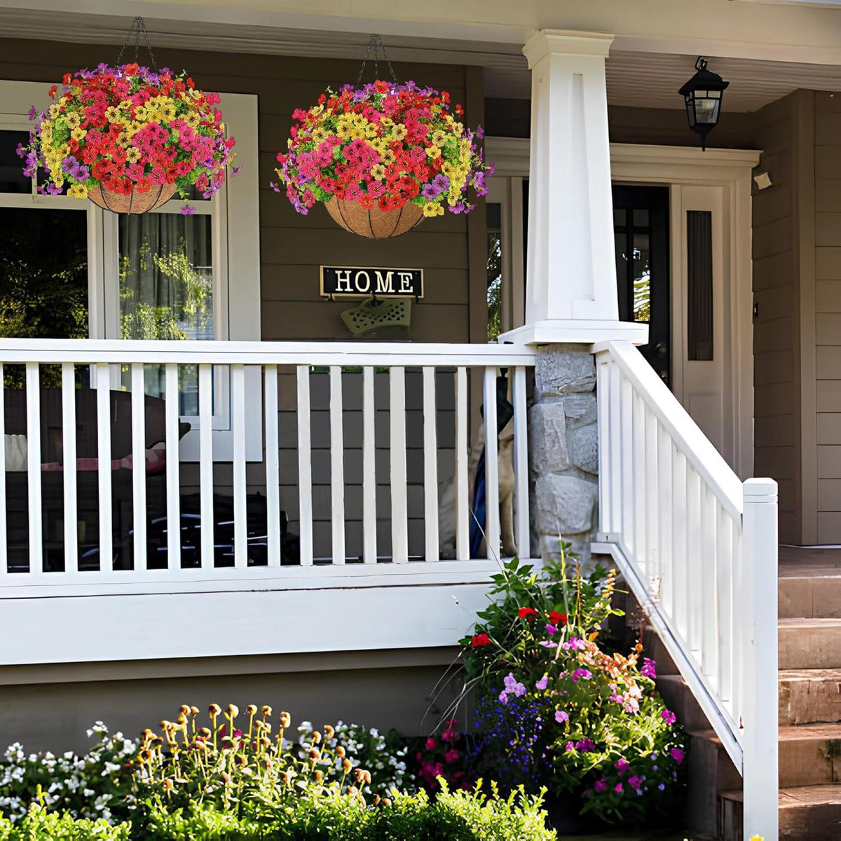 Simulated Hanging Flower Basket