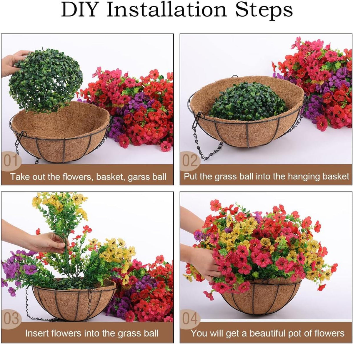 Simulated Hanging Flower Basket