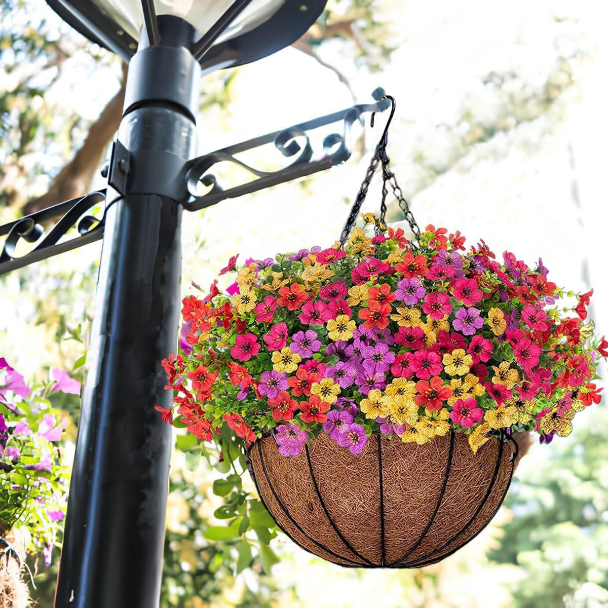 Simulated Hanging Flower Basket