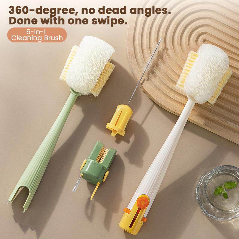 Multi-functional 5-in-1 Baby Bottle Cleaning Brush – For Cup Lid Cleaning & Home Kitchen Tasks