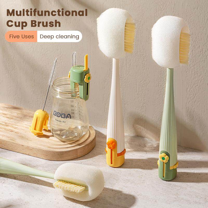 Multi-functional 5-in-1 Baby Bottle Cleaning Brush – For Cup Lid Cleaning & Home Kitchen Tasks