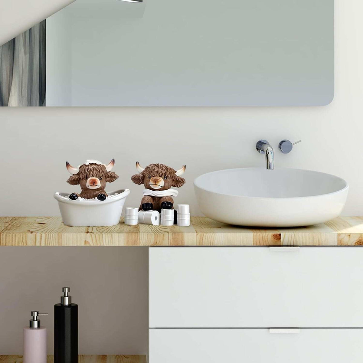 Cow Statue - Bathroom Theme Resin Sculpture | Resin Animal Figures