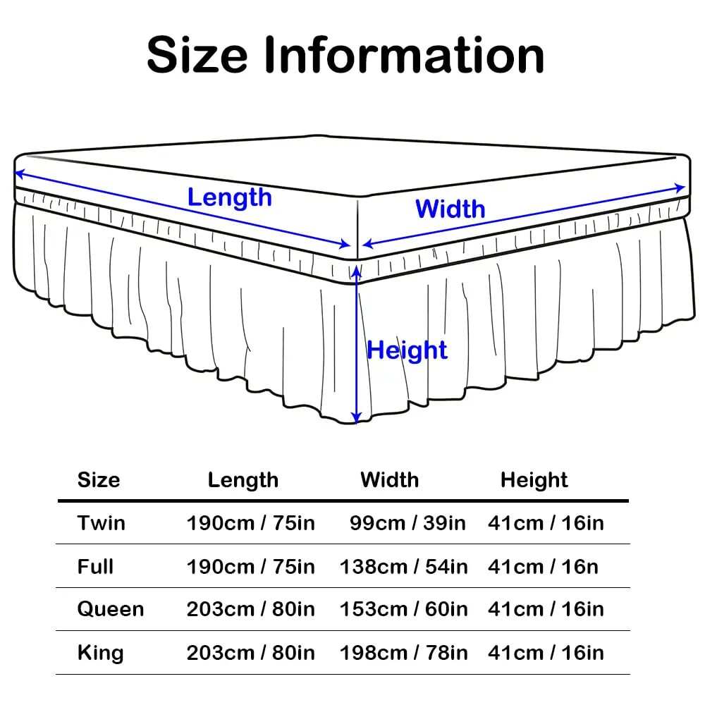 Adjustable Elastic Belt Drop Bed Skirt