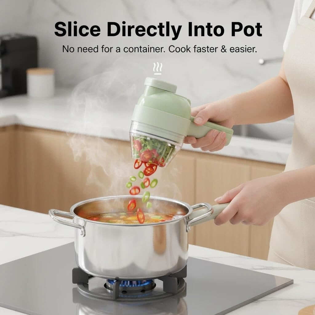 🥗4-in-1 Multifunctional Cordless Electric Food Processor | Chop onions, mince garlic, beat eggs – all in one machine