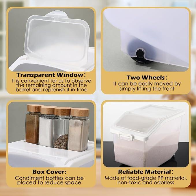 4 Pcs Rice Storage Container 27.5 lb Airtight Flour Container