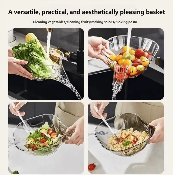 🚿Drain Basket with Jumpstart Sale Spout💧 Accessories Gadgets for Washing Vegetables & Fruits