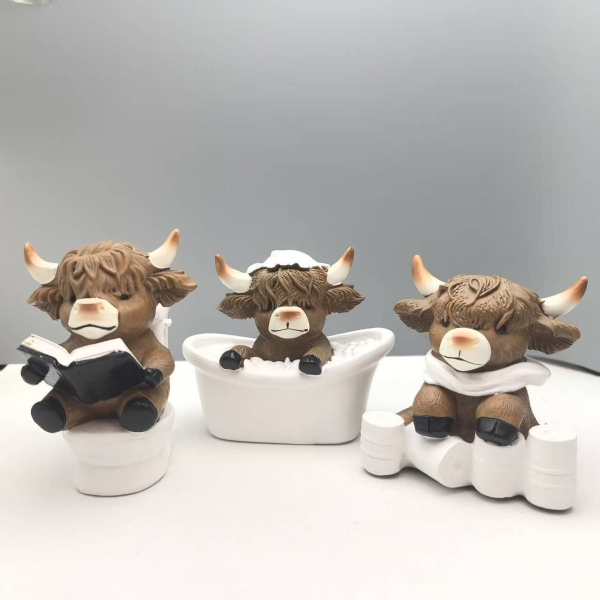 Cow Statue - Bathroom Theme Resin Sculpture | Resin Animal Figures