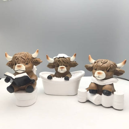 Cow Statue - Bathroom Theme Resin Sculpture | Resin Animal Figures