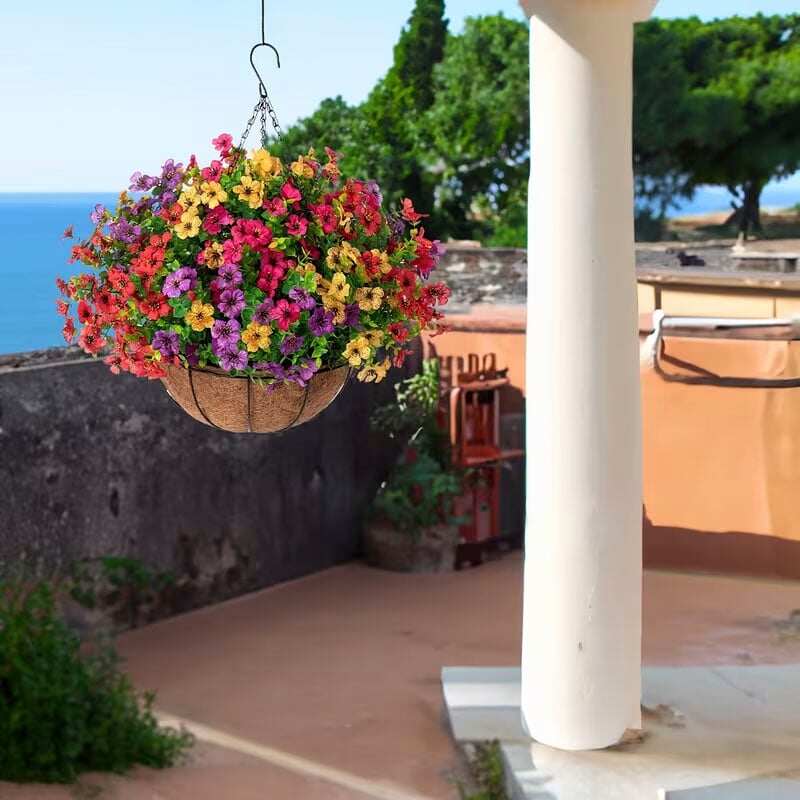 Simulated Hanging Flower Basket
