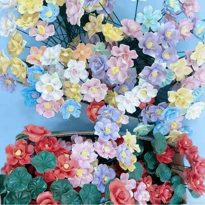 Jingdezhen ceramic flower desktop ornaments, preserved flower bouquets, creative decorations, cross-border shipping available, labeling service available, simulated ceramic flowers.