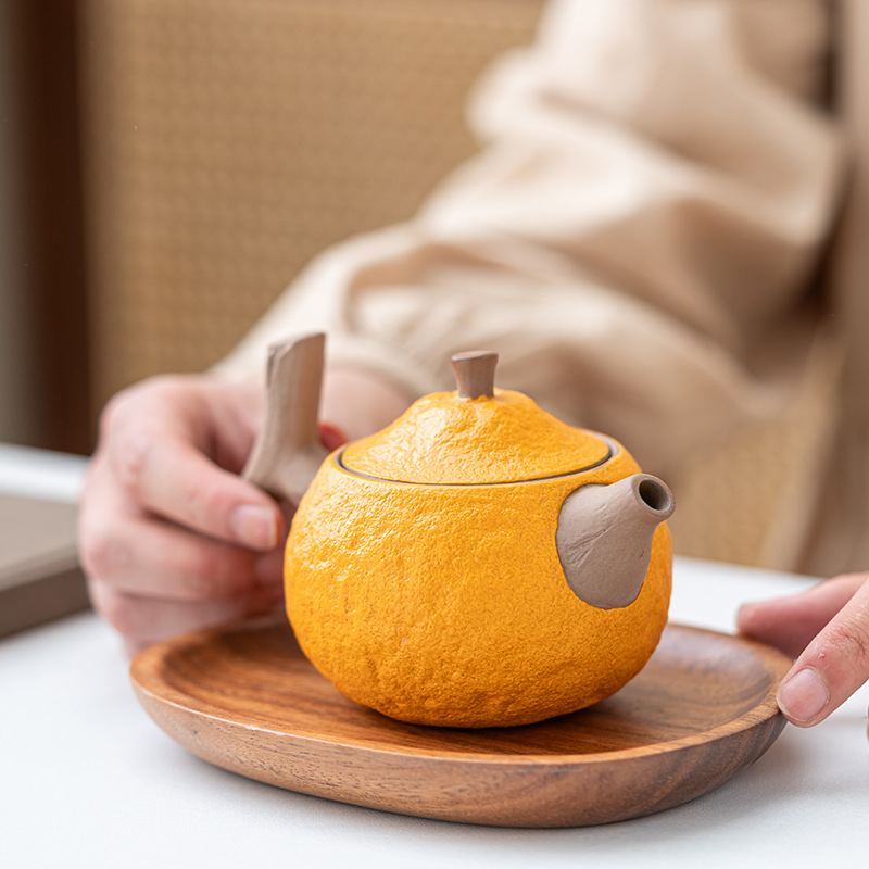 High-end tea brewing set, orange teapot, Chinese tea set