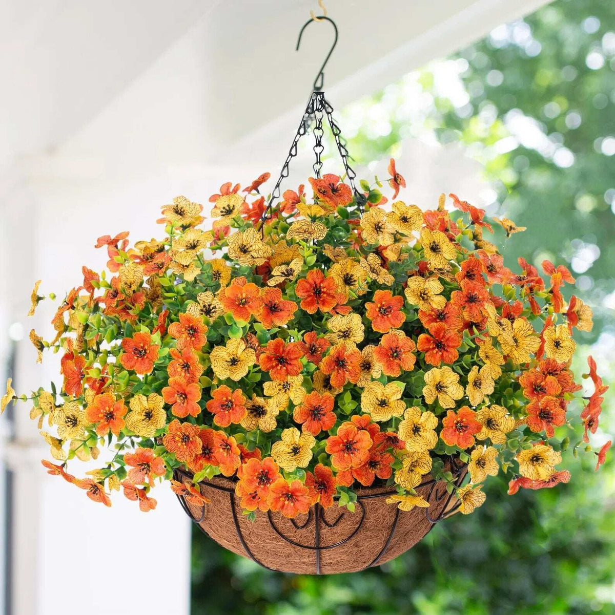 Simulated Hanging Flower Basket