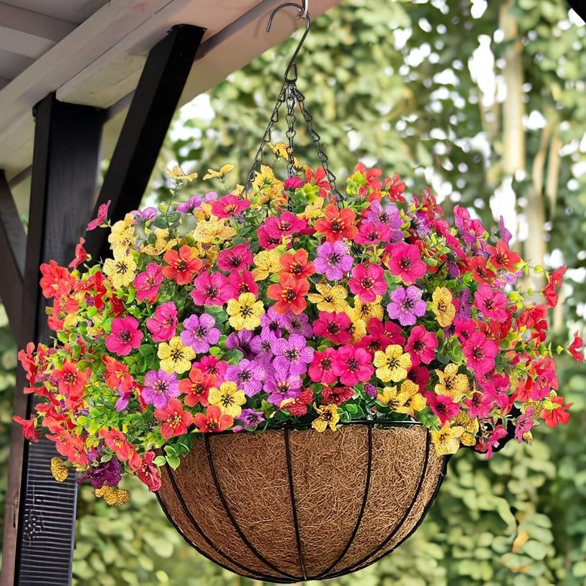 Simulated Hanging Flower Basket