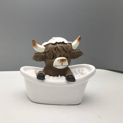 Cow Statue - Bathroom Theme Resin Sculpture | Resin Animal Figures