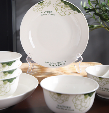 Natural ceramic bowl and plate set