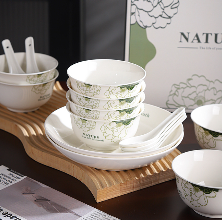 Natural ceramic bowl and plate set