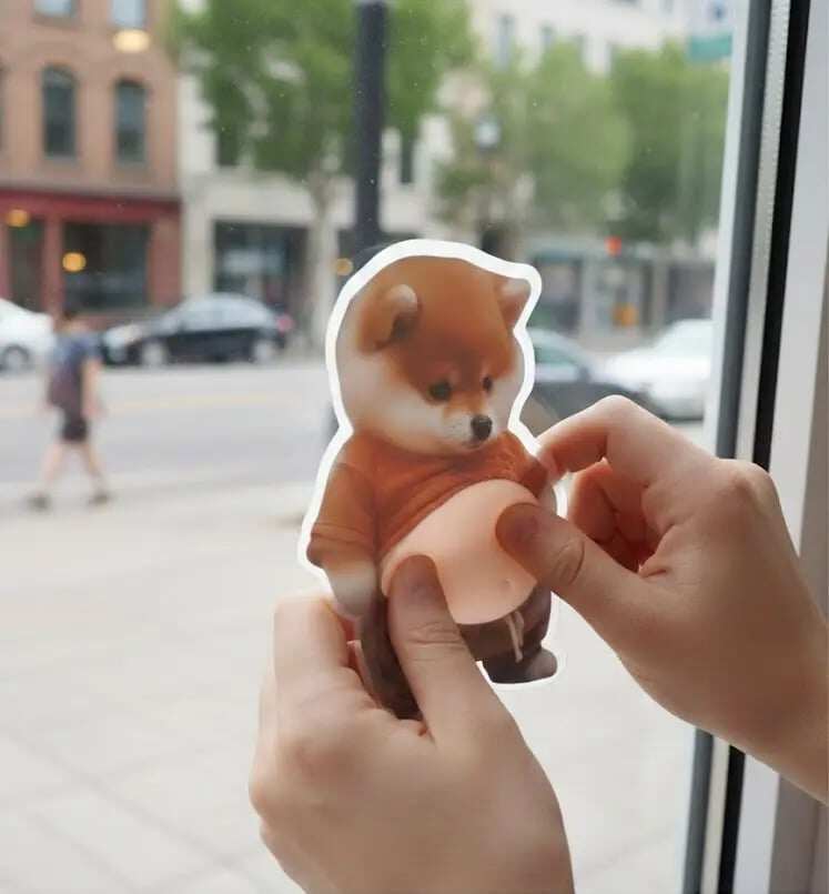 3D Dog & Cat Mochi Stickers 🐾 Stress Relief Fidget Toys Silicone Buffers for Cars & Walls Perfect Holiday Gifts