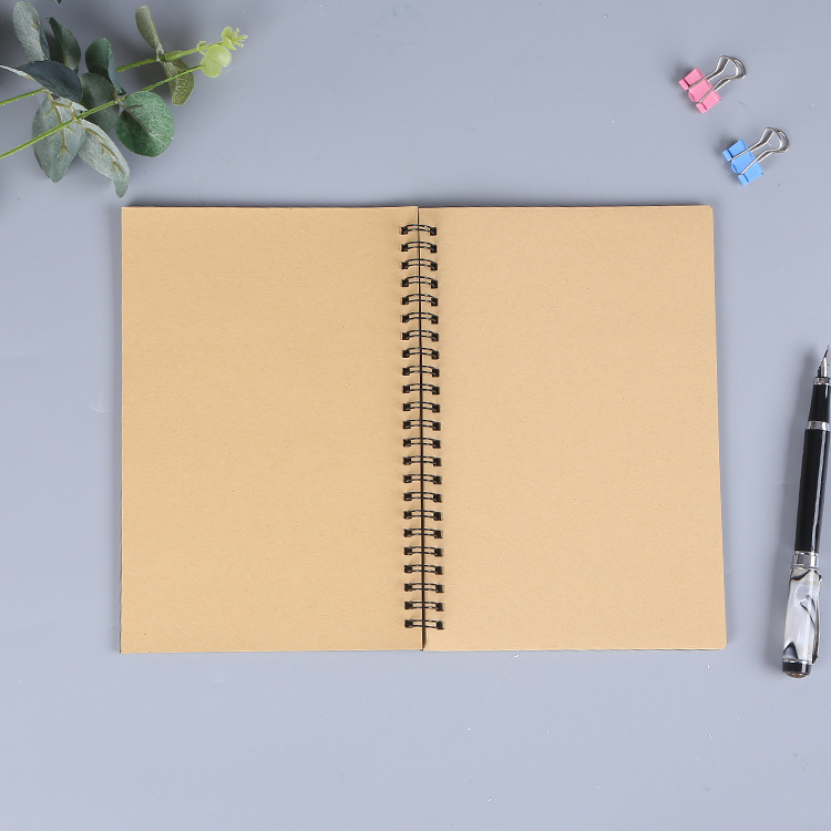 Simple Black Cover Cowhide Cover Coil Book A5 Notepad Notebook Graffiti Sketch Book Customizable
