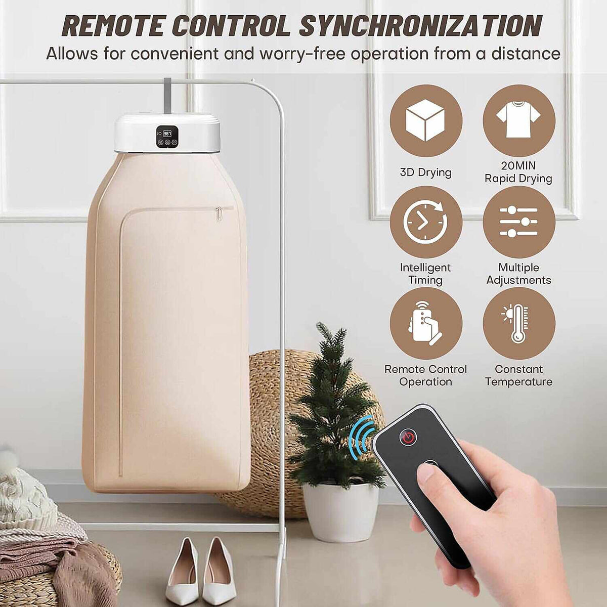 Portable Foldable Clothes Dryer with Remote Control