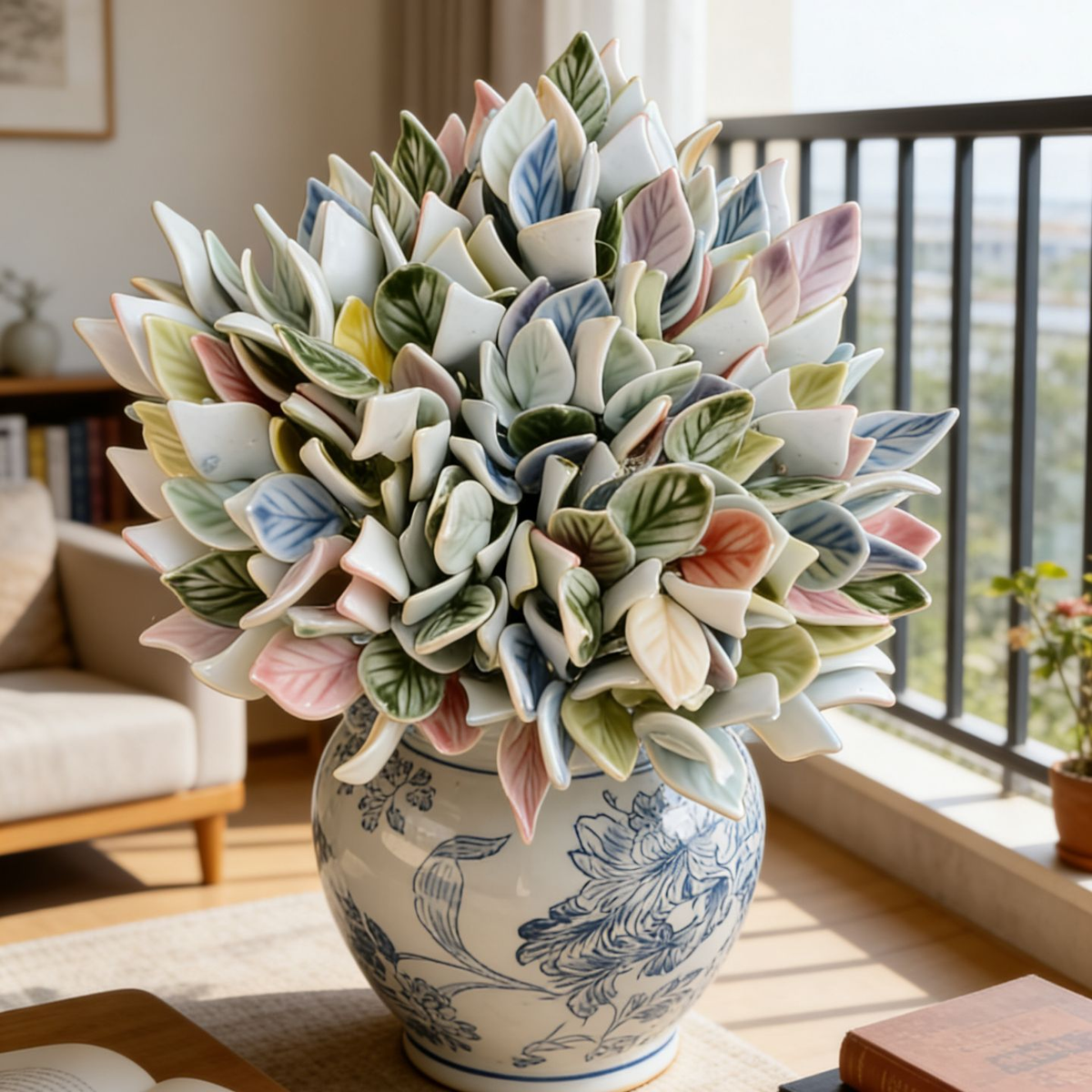 Artificial flowers in small vases for home decoration
