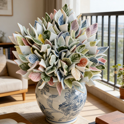 Artificial flowers in small vases for home decoration