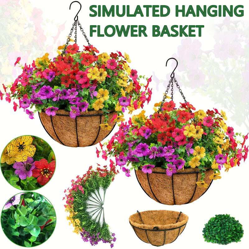 Simulated Hanging Flower Basket