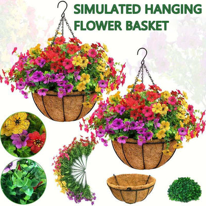 Simulated Hanging Flower Basket