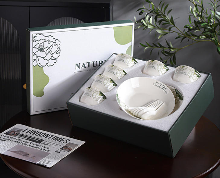 Natural ceramic bowl and plate set