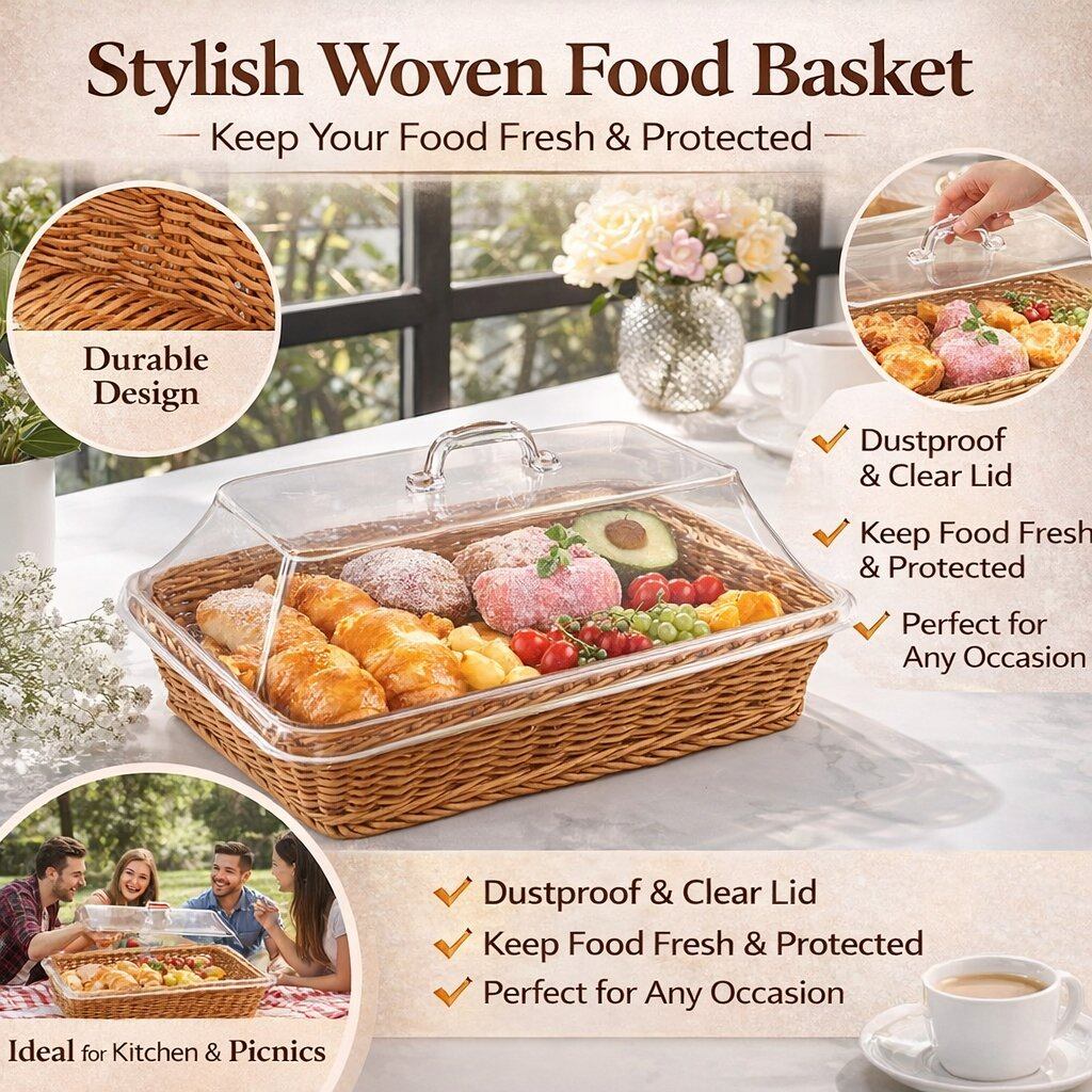Woven Serving Basket with Clear Acrylic Cover 🧺✨