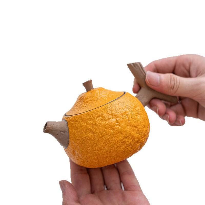 High-end tea brewing set, orange teapot, Chinese tea set
