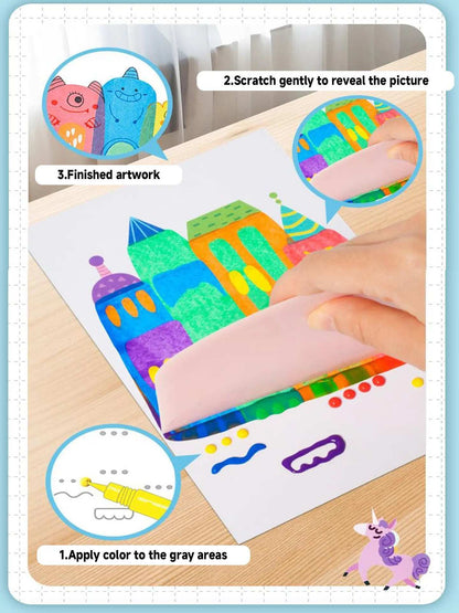 Rainbow Squeeze Art Kit - Creative Scratch & Color Art Set for Kids