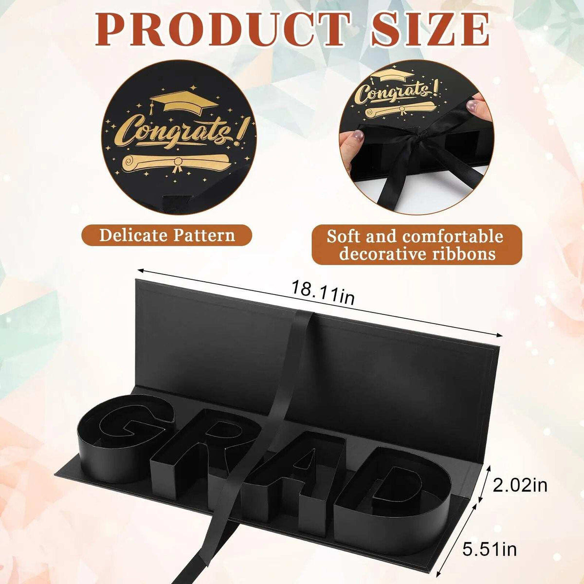 🎓 DIY Graduation Gift Box with Ribbon – Large Empty Box for Gifts, Candy, Cookies, Flowers & More 🎁