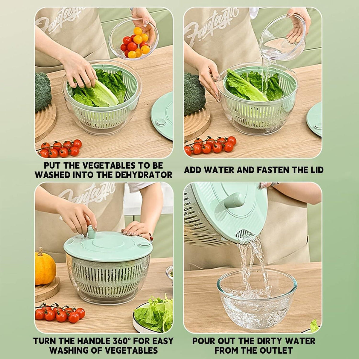 Large Capacity Multi-Function Salad Spinner