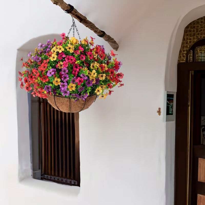 Simulated Hanging Flower Basket