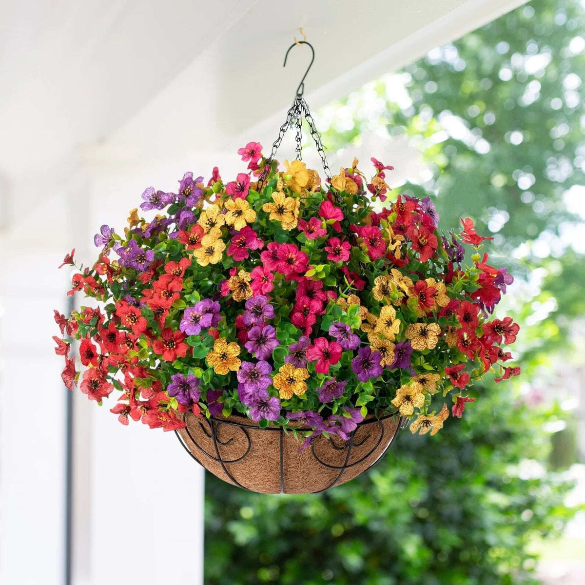 Simulated Hanging Flower Basket