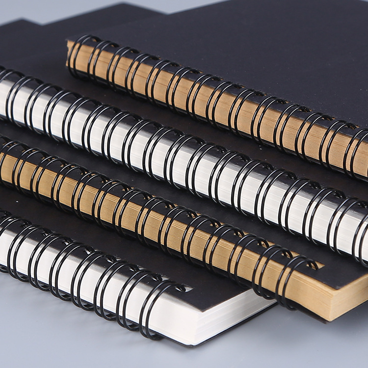 Simple Black Cover Cowhide Cover Coil Book A5 Notepad Notebook Graffiti Sketch Book Customizable