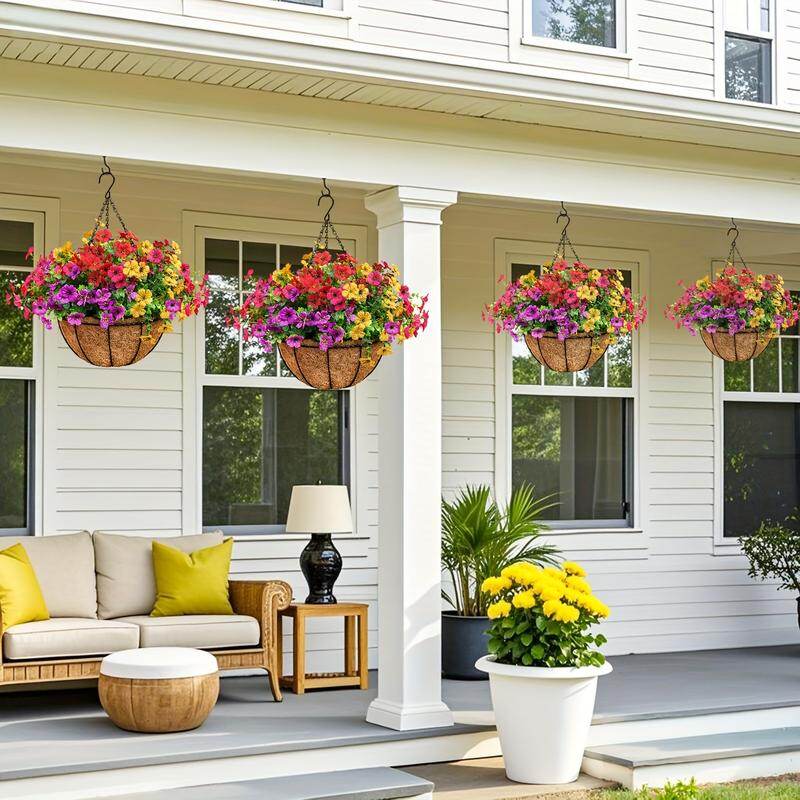 Simulated Hanging Flower Basket
