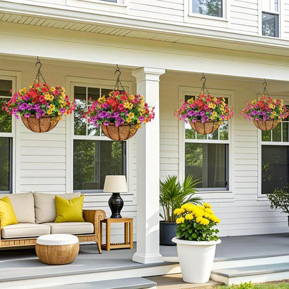 Simulated Hanging Flower Basket