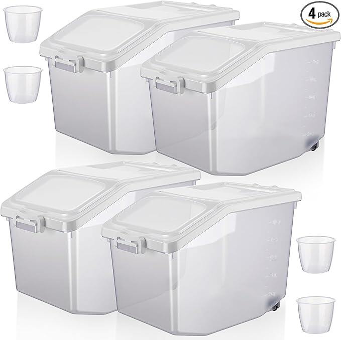 4 Pcs Rice Storage Container 27.5 lb Airtight Flour Container