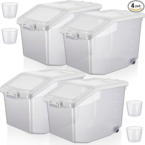 4 Pcs Rice Storage Container 27.5 lb Airtight Flour Container