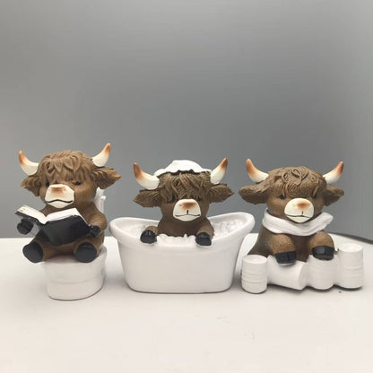 Cow Statue - Bathroom Theme Resin Sculpture | Resin Animal Figures