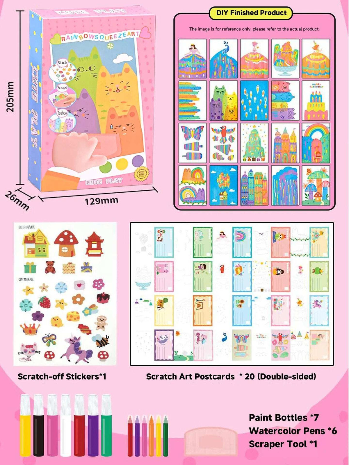 Rainbow Squeeze Art Kit - Creative Scratch & Color Art Set for Kids