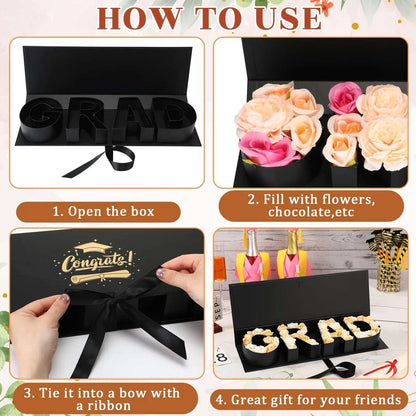 🎓 DIY Graduation Gift Box with Ribbon – Large Empty Box for Gifts, Candy, Cookies, Flowers & More 🎁