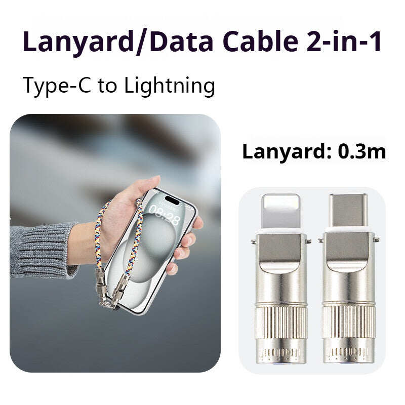 Mobile phone lanyard data cable