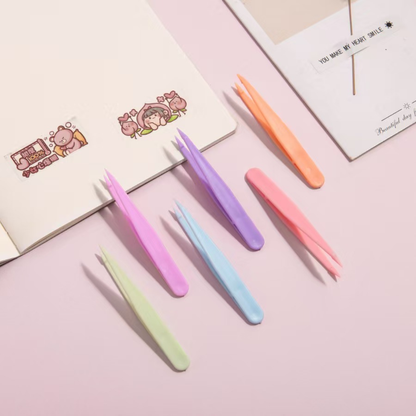 Macaron Hand Account Color Goo Card Plastic Tweezers Nail Art Sticker Diamond Painting Pointed Potato Quiet Book Tweezers