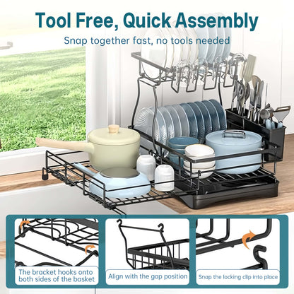 Expandable Dish Drying Rack with 360° Drainage🍽️✨